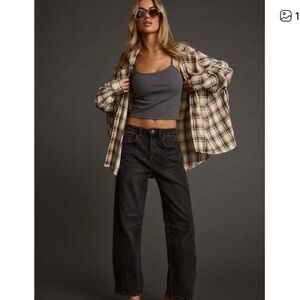 12th Tribe Beige and Brown Plaid Men's Shirt